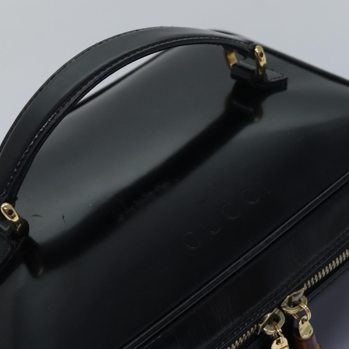 GUCCI Vanity Cosmetic Pouch Patent leather Black 032 1956 0150 80625