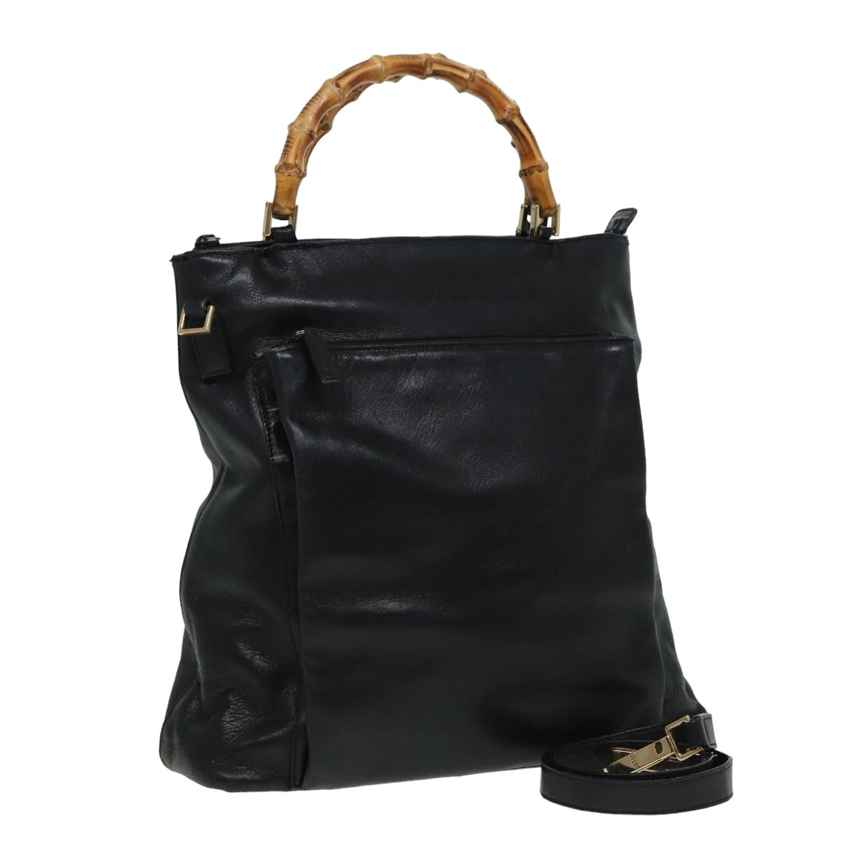 GUCCI Bamboo Hand Bag 2way Black 80627