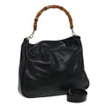 GUCCI Bamboo Hand Bag Leather Black 80628