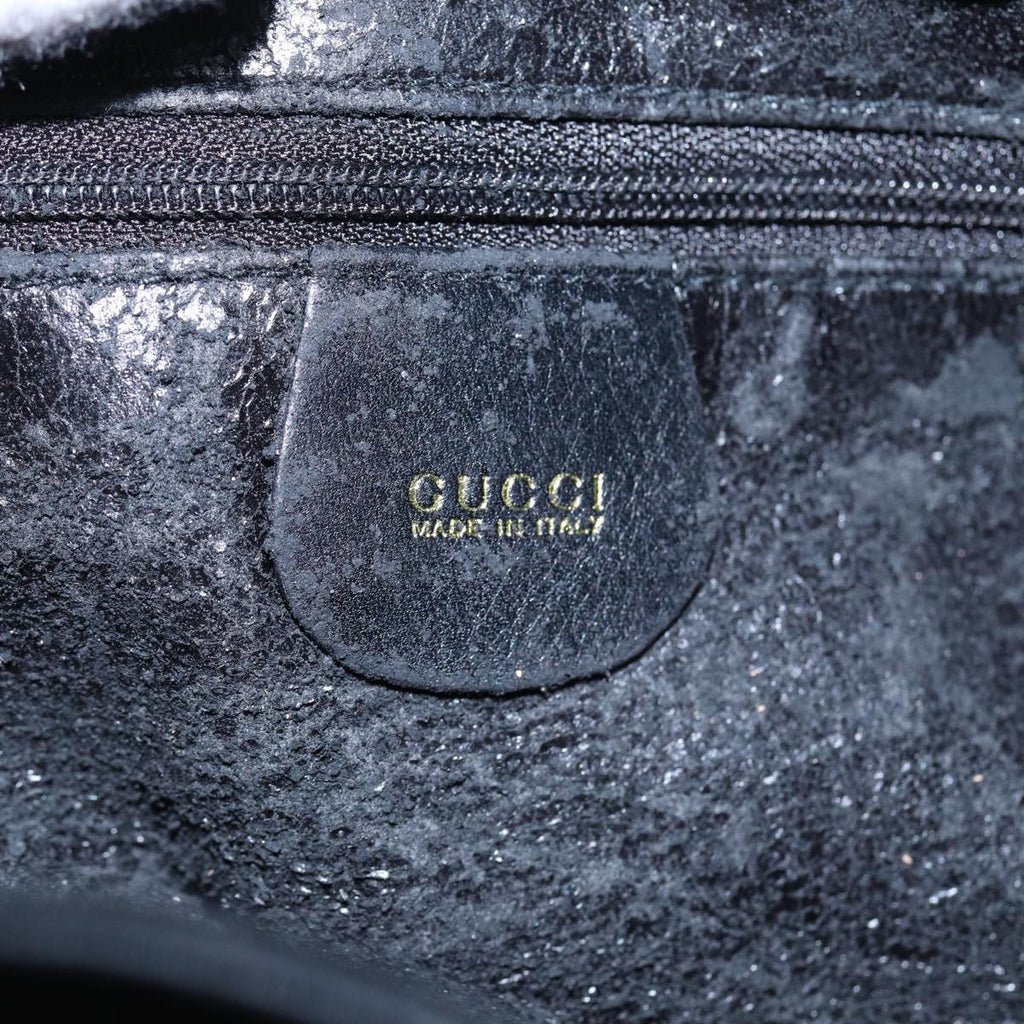 GUCCI Bamboo Hand Bag Leather Black 80628