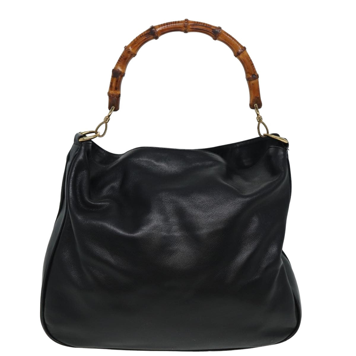 GUCCI Bamboo Hand Bag Leather Black 80628
