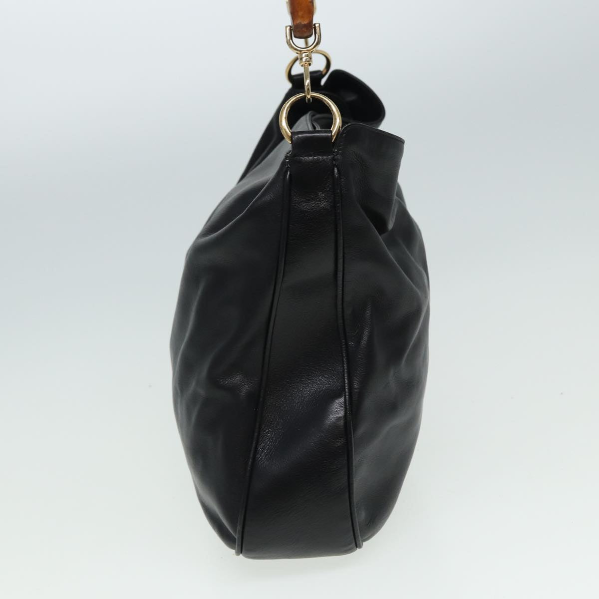 GUCCI Bamboo Hand Bag Leather Black 80628