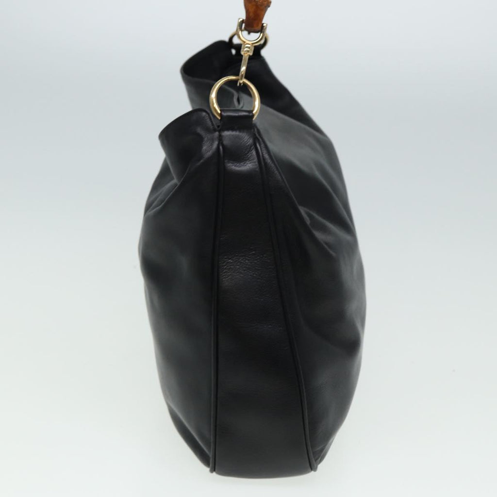 GUCCI Bamboo Hand Bag Leather Black 80628
