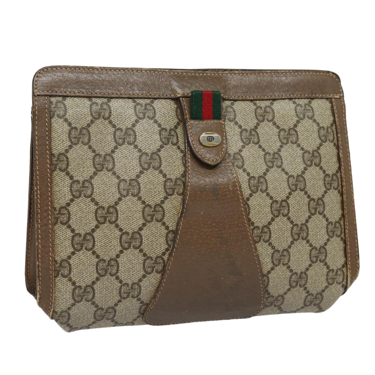 GUCCI GG Supreme Clutch Bag PVC Leather Beige 97 01 037 80682