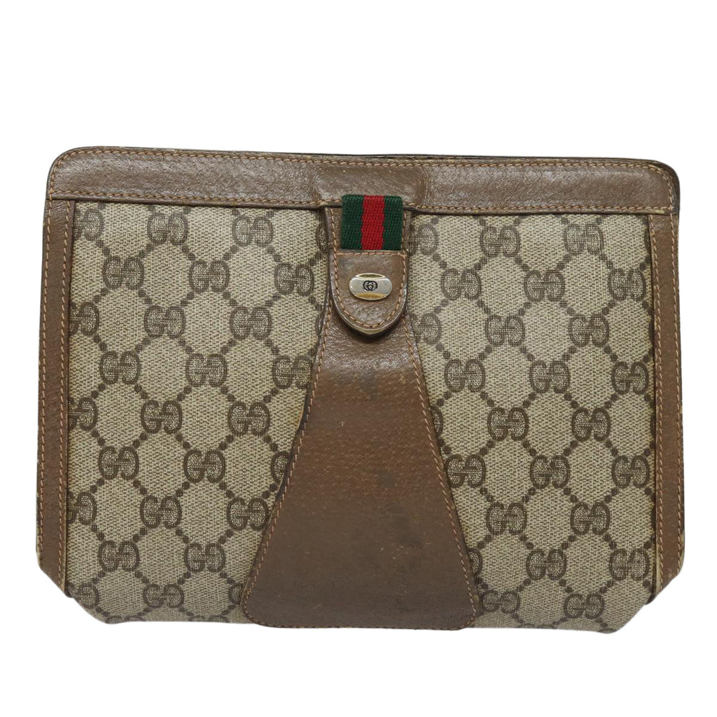 GUCCI GG Supreme Clutch Bag PVC Leather Beige 97 01 037 80682