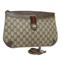 GUCCI GG Supreme Web Sherry Line Shoulder Bag PVC Beige 80683