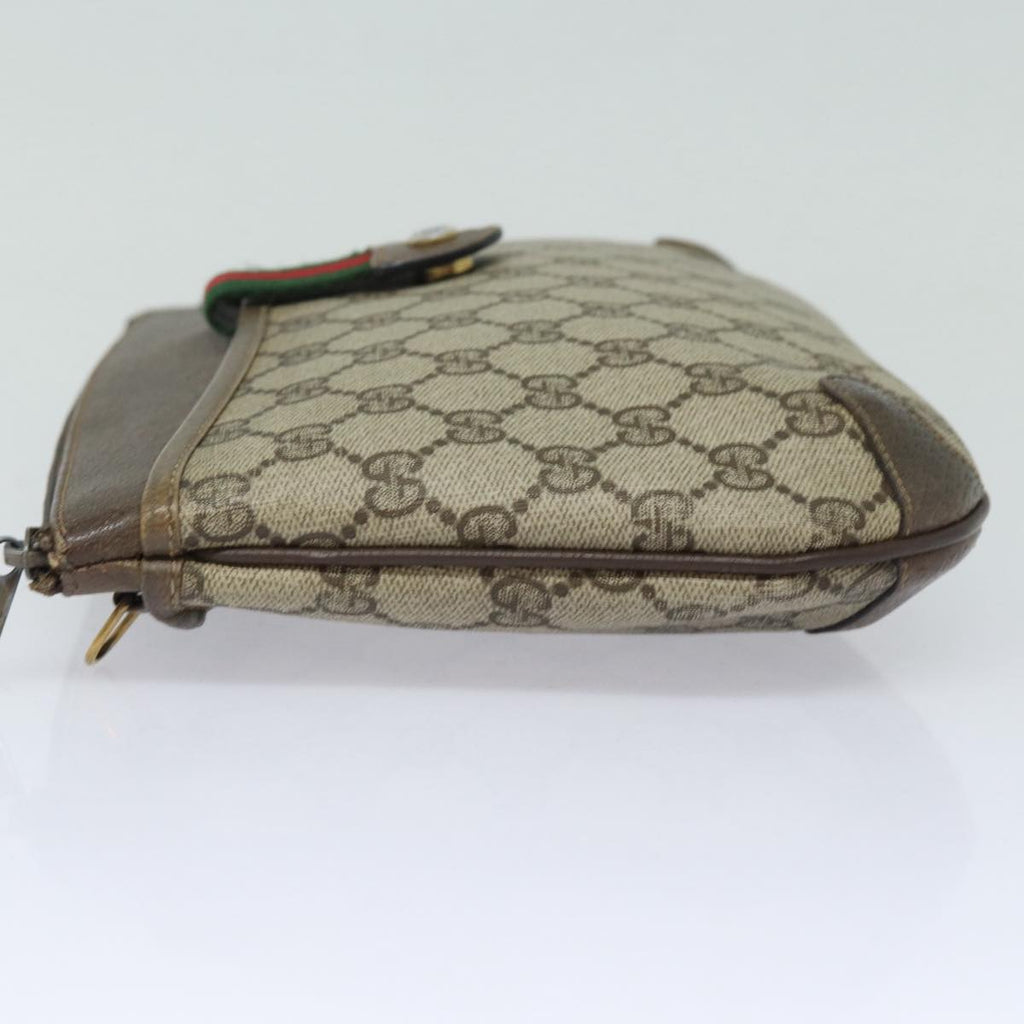 GUCCI GG Supreme Web Sherry Line Shoulder Bag PVC Beige 80683