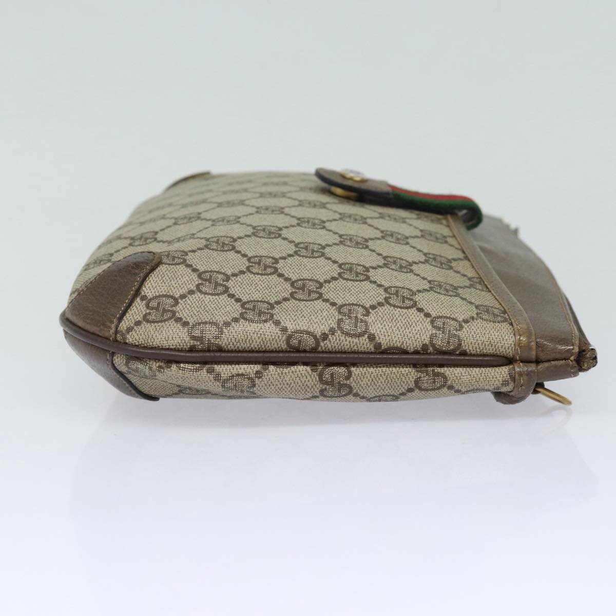 GUCCI GG Supreme Web Sherry Line Shoulder Bag PVC Beige 80683