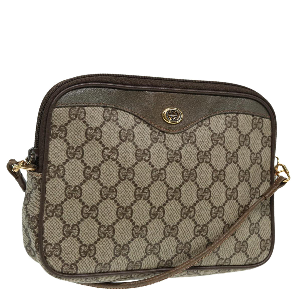 GUCCI GG Supreme Shoulder Bag PVC Leather Beige 80689