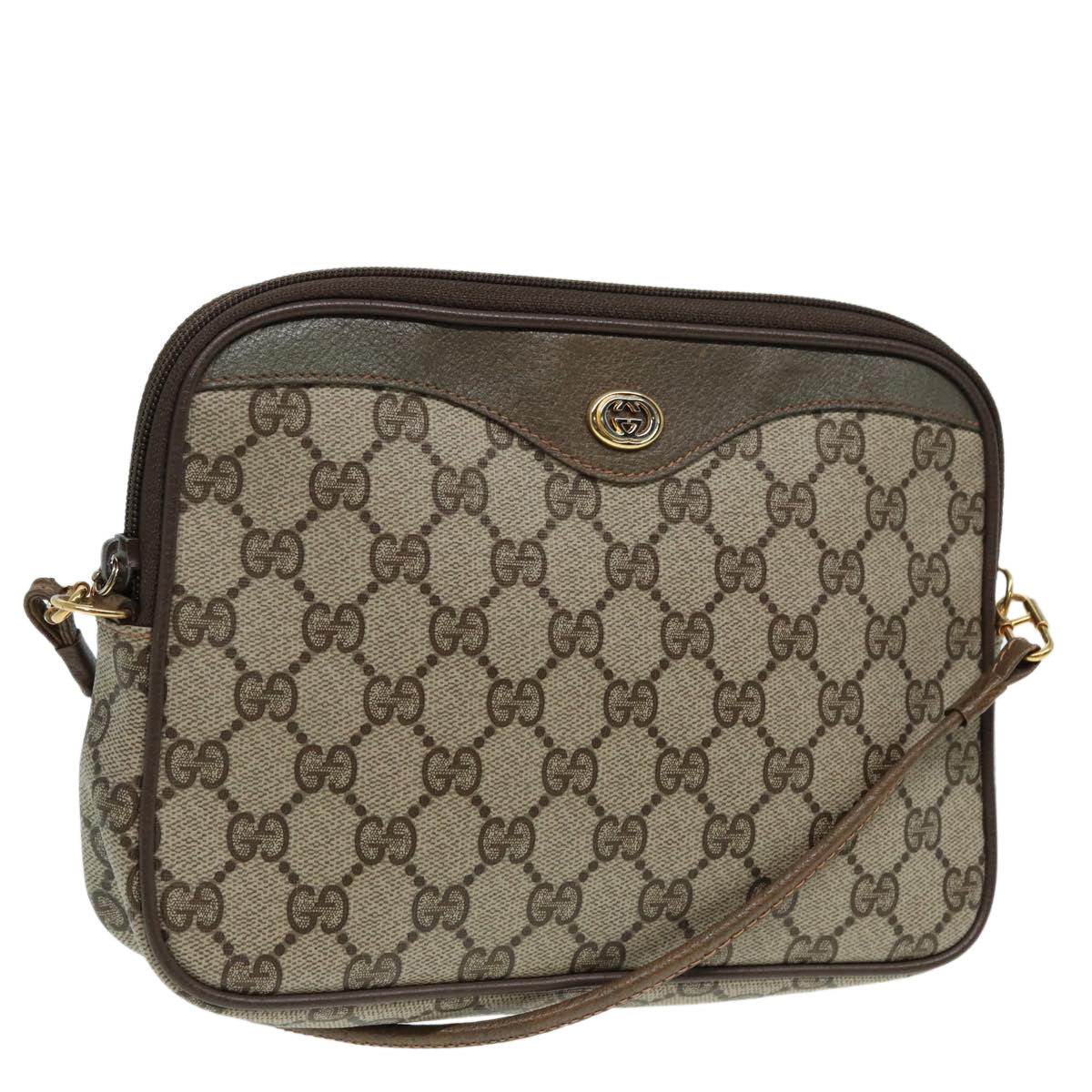GUCCI GG Supreme Shoulder Bag PVC Leather Beige 80689