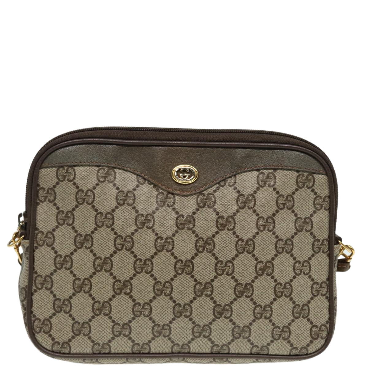 GUCCI GG Supreme Shoulder Bag PVC Leather Beige 80689