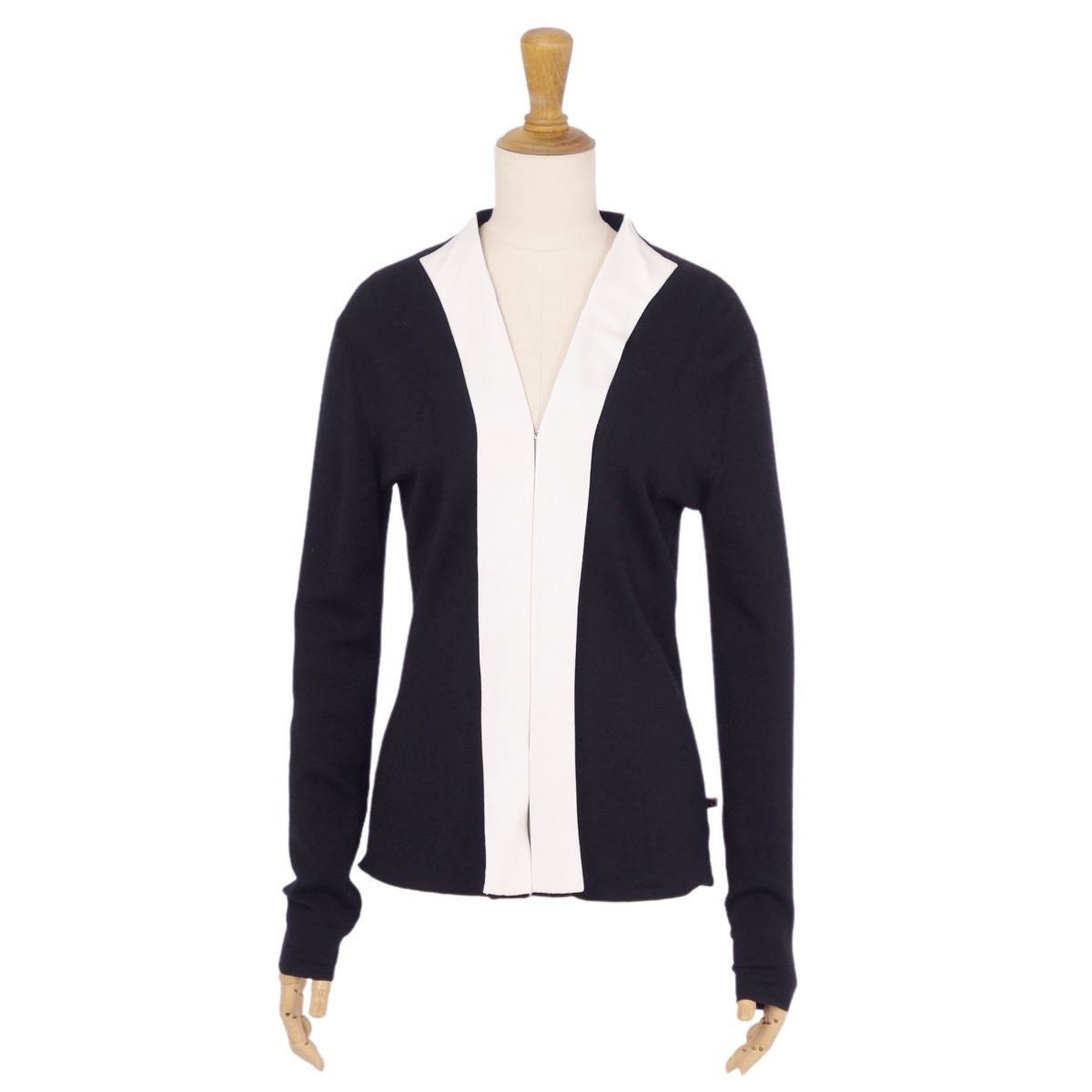 Louis Vuitton e Cardigan Long Sleeve Long Sleeve Landless Cashmere Wool Silk Tops  M Black/White