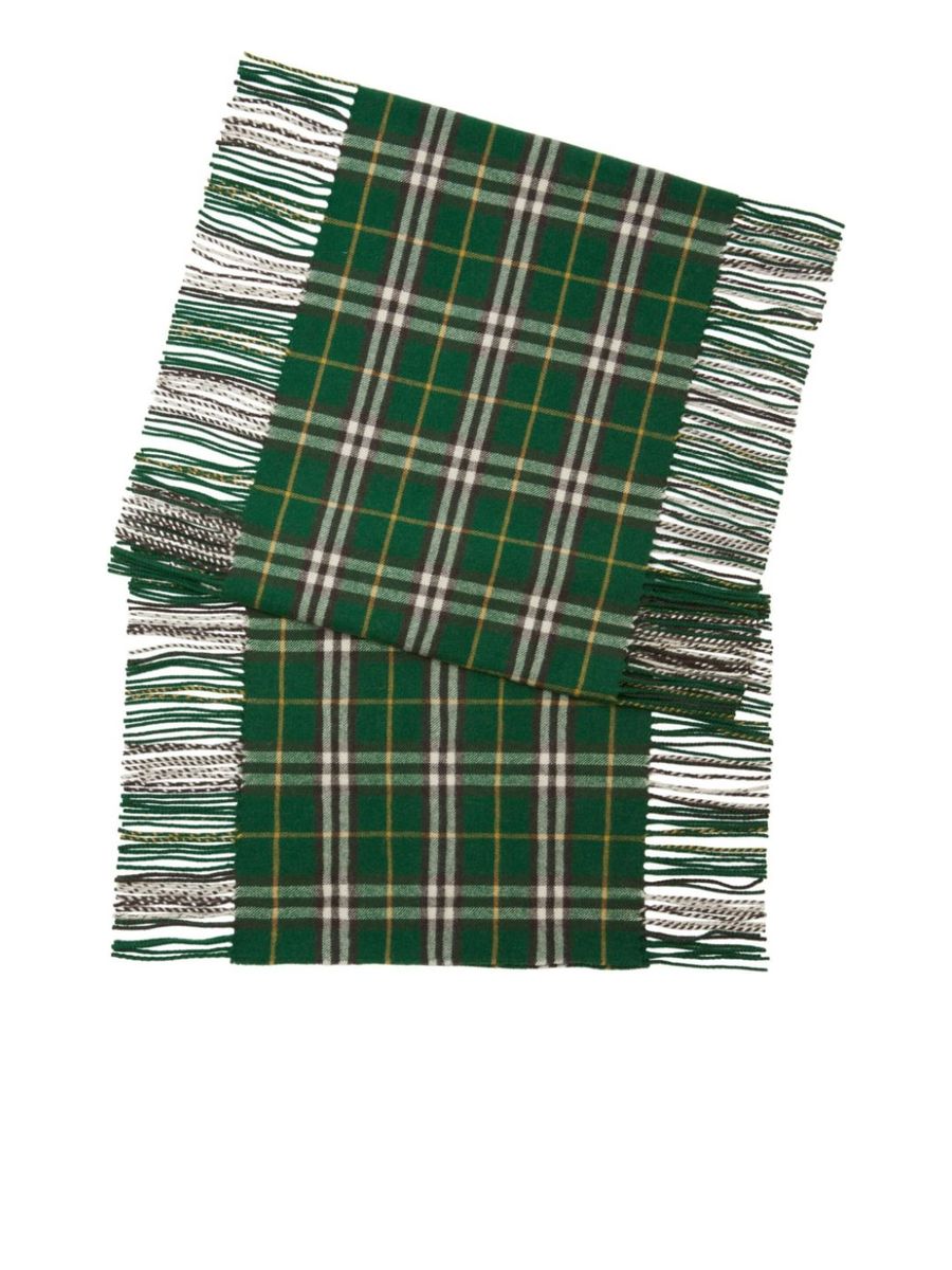 Check Pattern Fringed Scarf