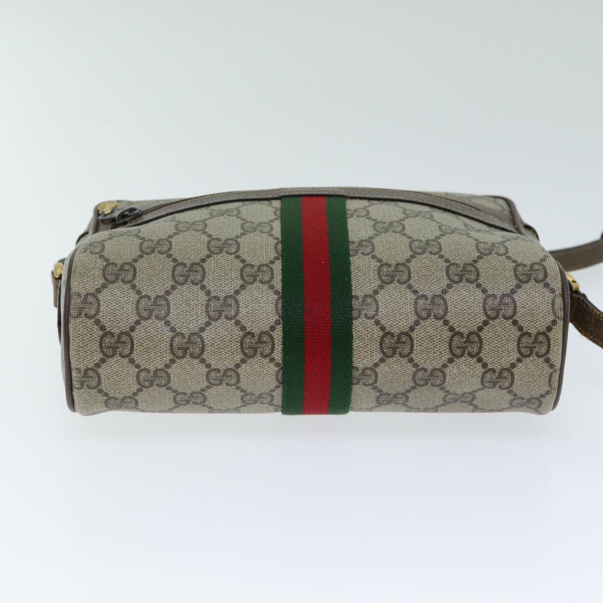 GUCCI GG Supreme Web Sherry Line Shoulder Bag PVC Beige 32 02 004 80804