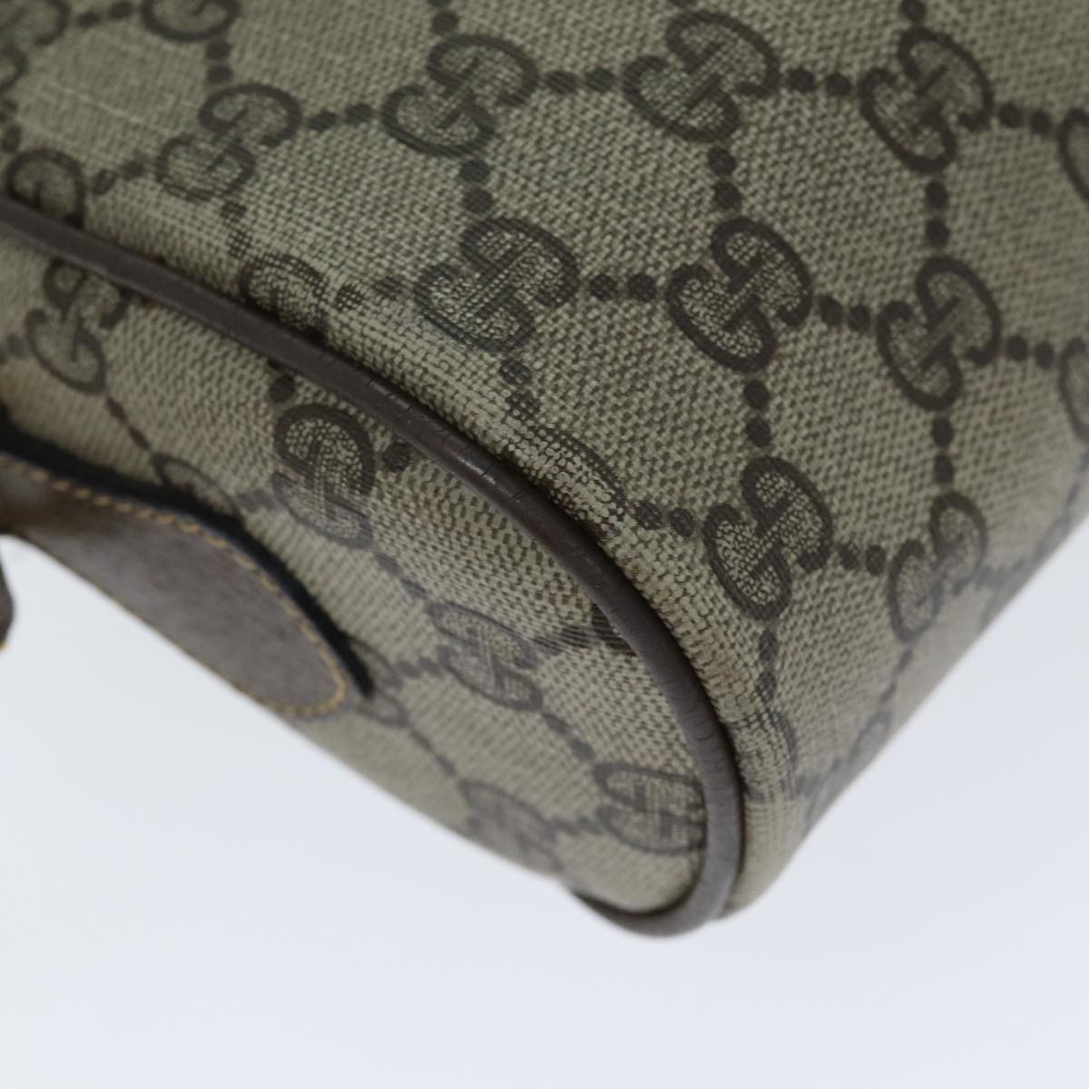 GUCCI GG Supreme Web Sherry Line Shoulder Bag PVC Beige 32 02 004 80804