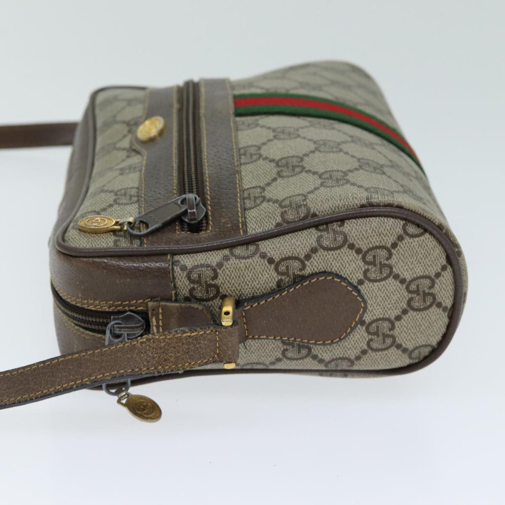 GUCCI GG Supreme Web Sherry Line Shoulder Bag PVC Beige 32 02 004 80804