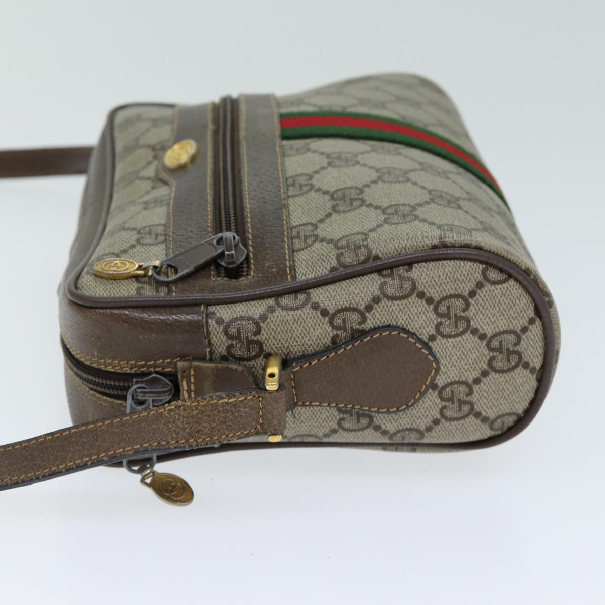 GUCCI GG Supreme Web Sherry Line Shoulder Bag PVC Beige 32 02 004 80804