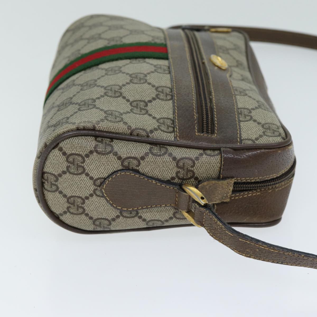GUCCI GG Supreme Web Sherry Line Shoulder Bag PVC Beige 32 02 004 80804