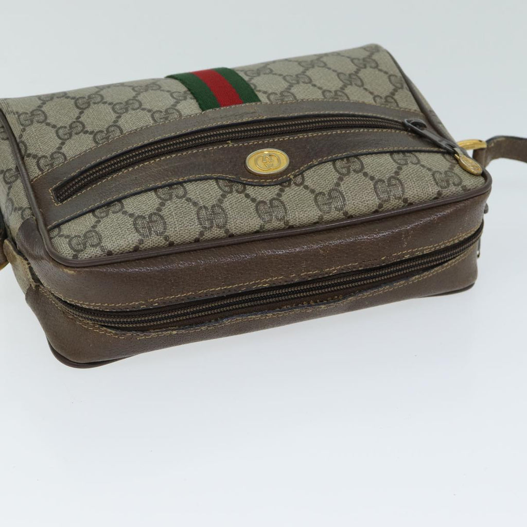 GUCCI GG Supreme Web Sherry Line Shoulder Bag PVC Beige 32 02 004 80804