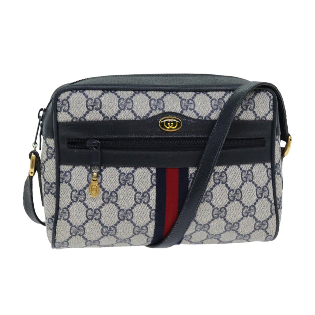 GUCCI GG Supreme Shoulder Bag PVC Leather Navy 98 02 004 80807