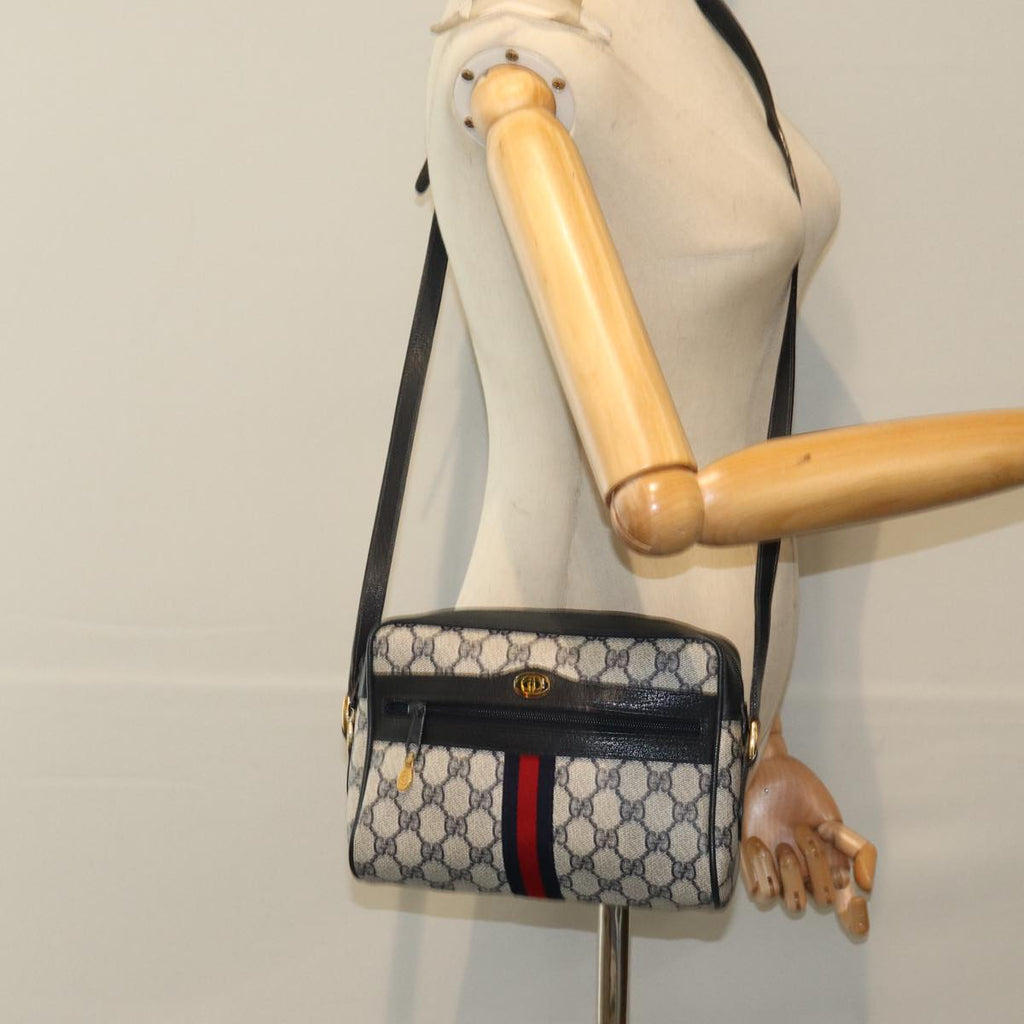 GUCCI GG Supreme Shoulder Bag PVC Leather Navy 98 02 004 80807