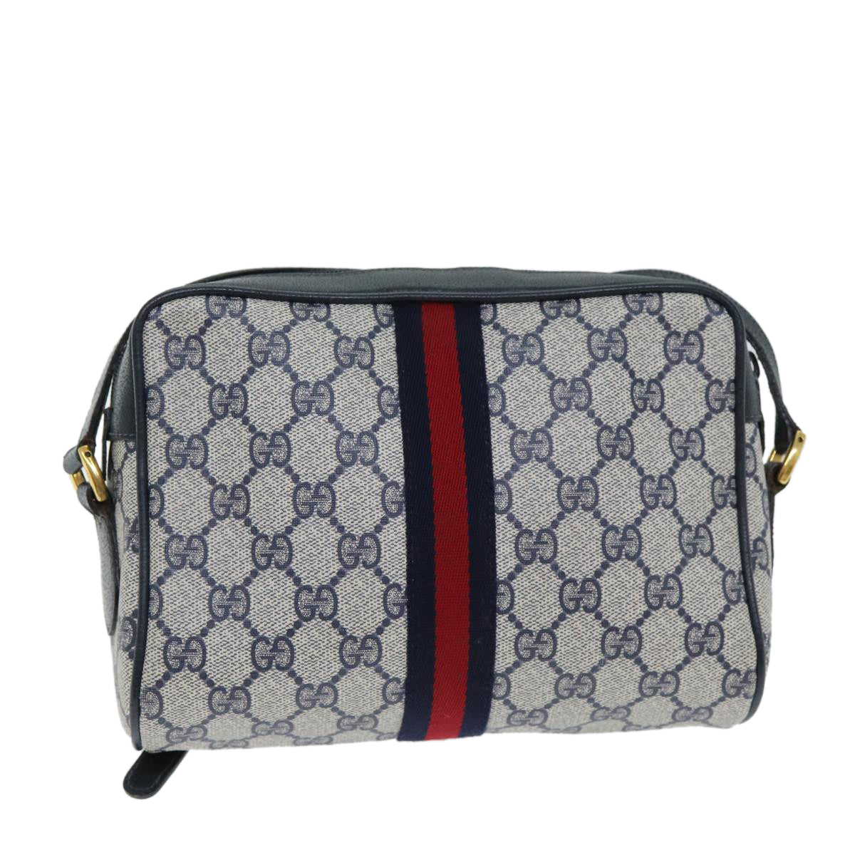 GUCCI GG Supreme Shoulder Bag PVC Leather Navy 98 02 004 80807