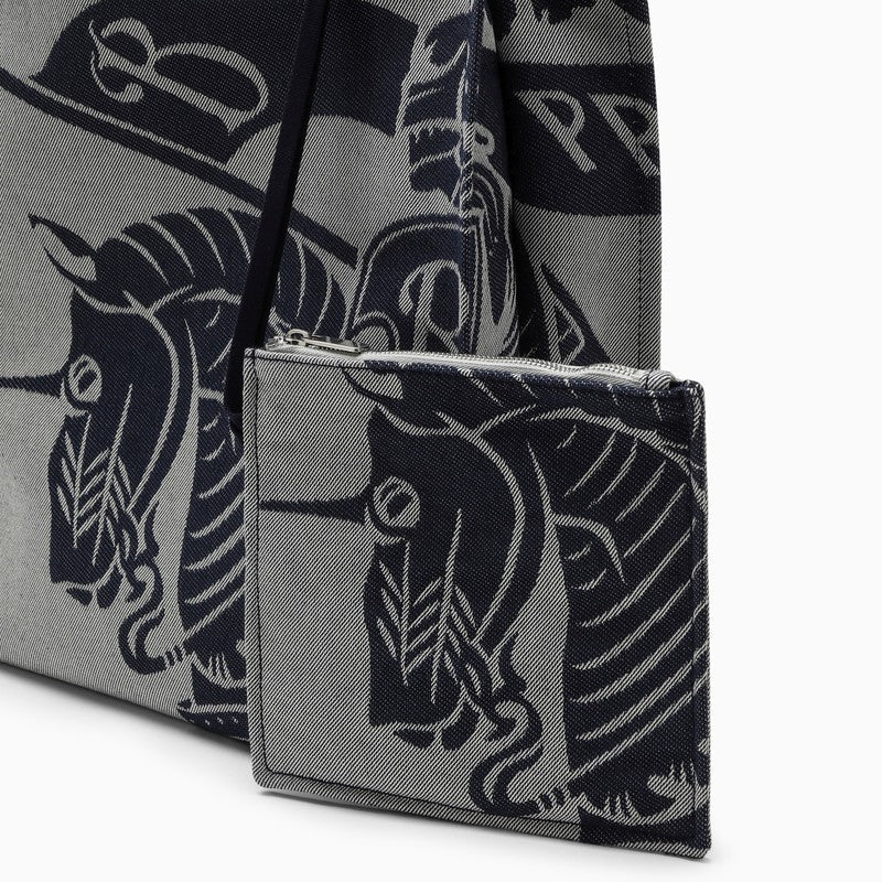 Burberry Medium Grey Canvas Tote Bag With Logo Men