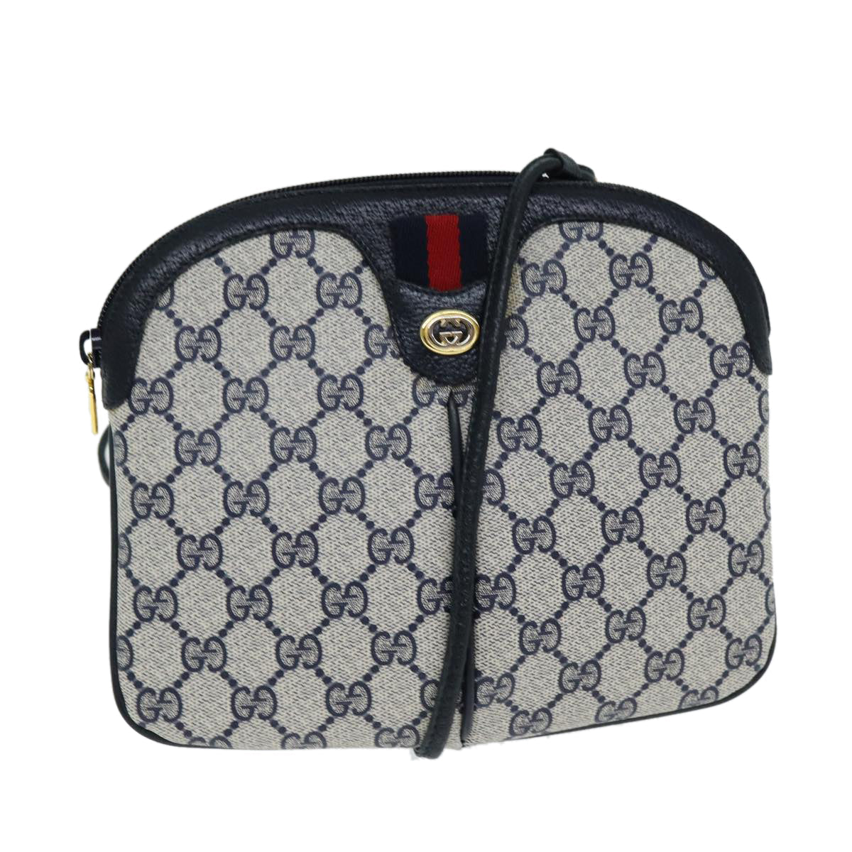 GUCCI GG Supreme Shoulder Bag PVC Leather Navy 904 02 047 80808