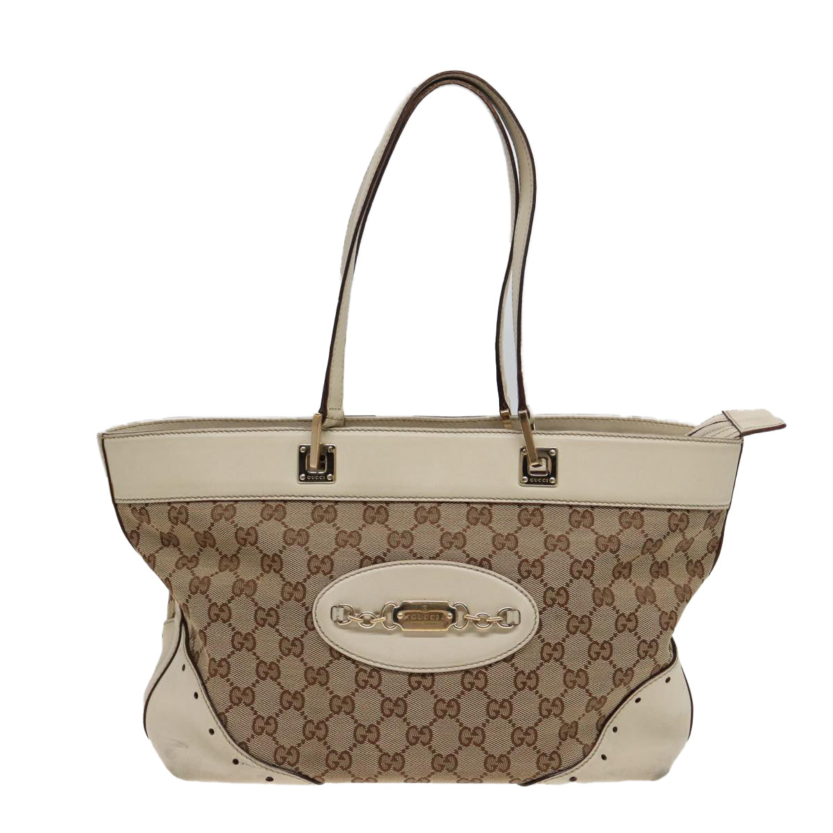 GUCCI GG Canvas Tote Bag Beige 145993 80822