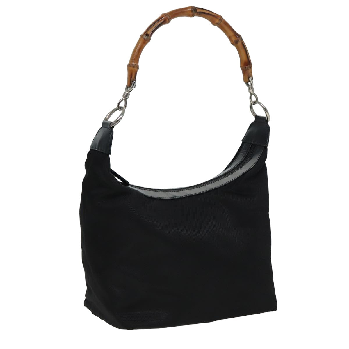 GUCCI Bamboo Shoulder Bag Nylon Black 000 1956 0531 80823