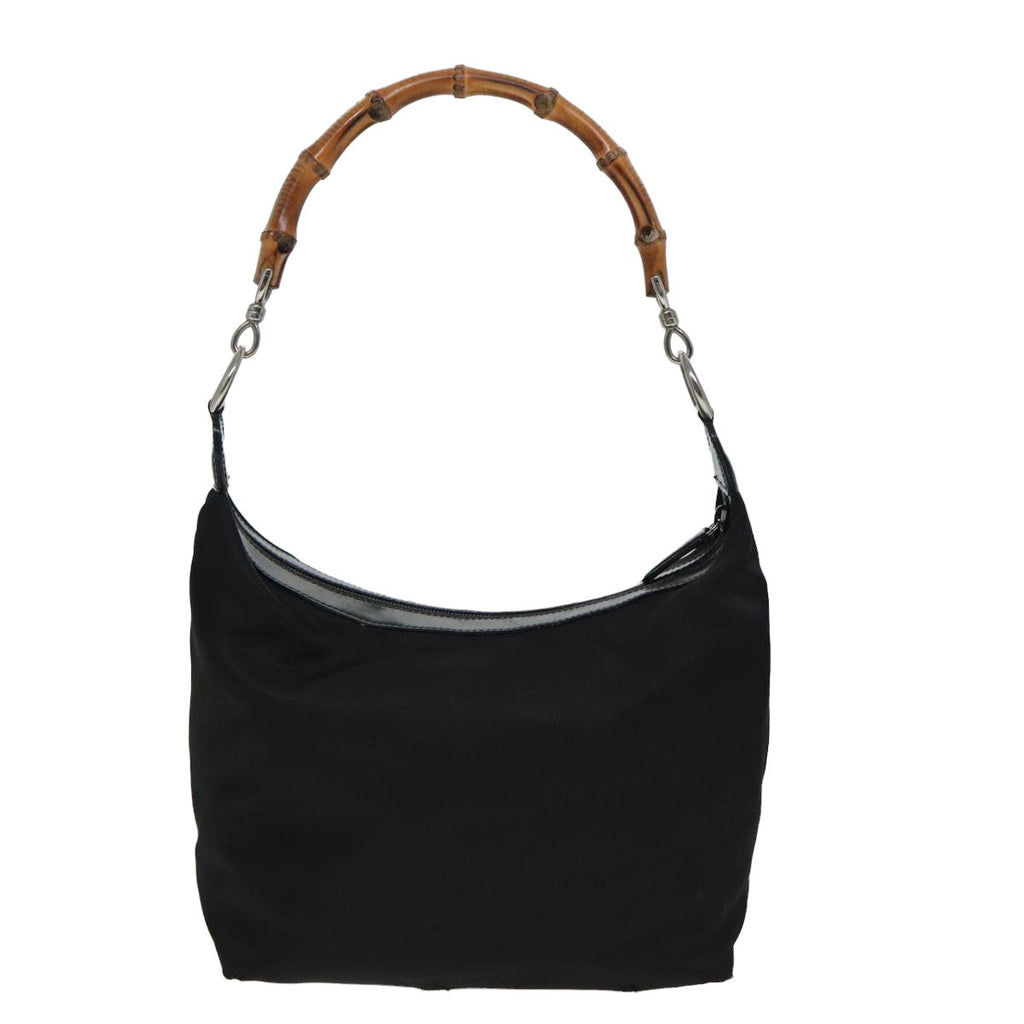 GUCCI Bamboo Shoulder Bag Nylon Black 000 1956 0531 80823