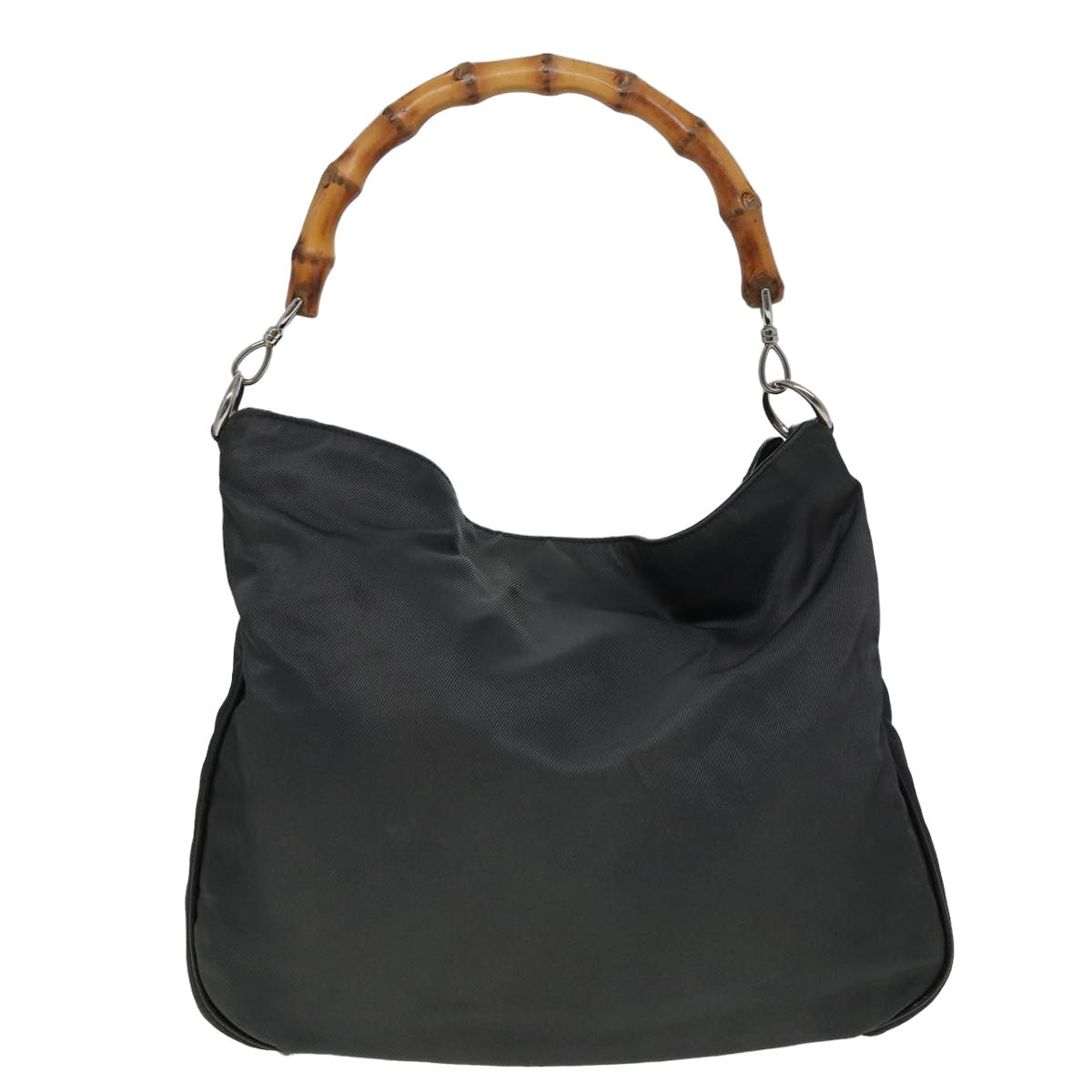 GUCCI Bamboo Shoulder Bag Nylon 2way Gray 001 3754 1577 80826