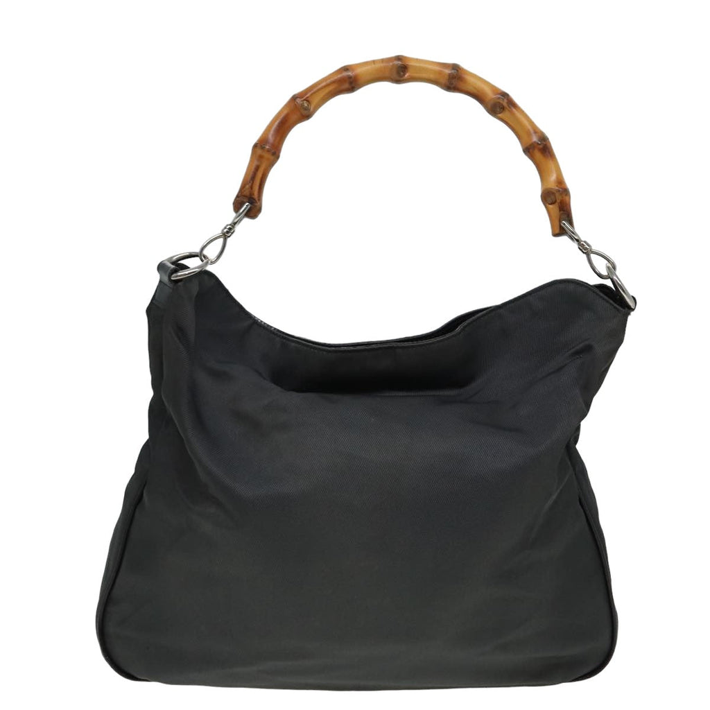 GUCCI Bamboo Shoulder Bag Nylon 2way Gray 001 3754 1577 80826
