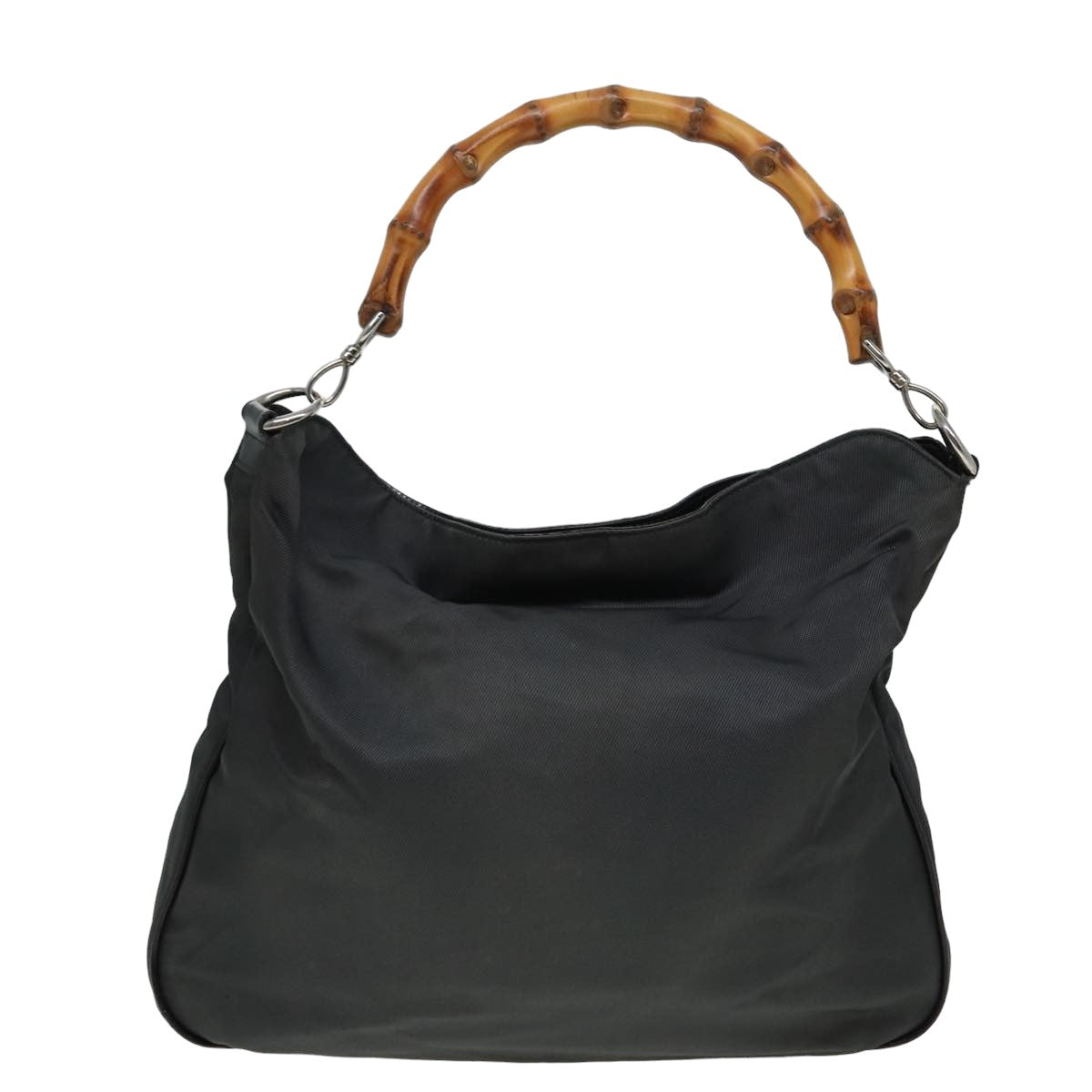 GUCCI Bamboo Shoulder Bag Nylon 2way Gray 001 3754 1577 80826