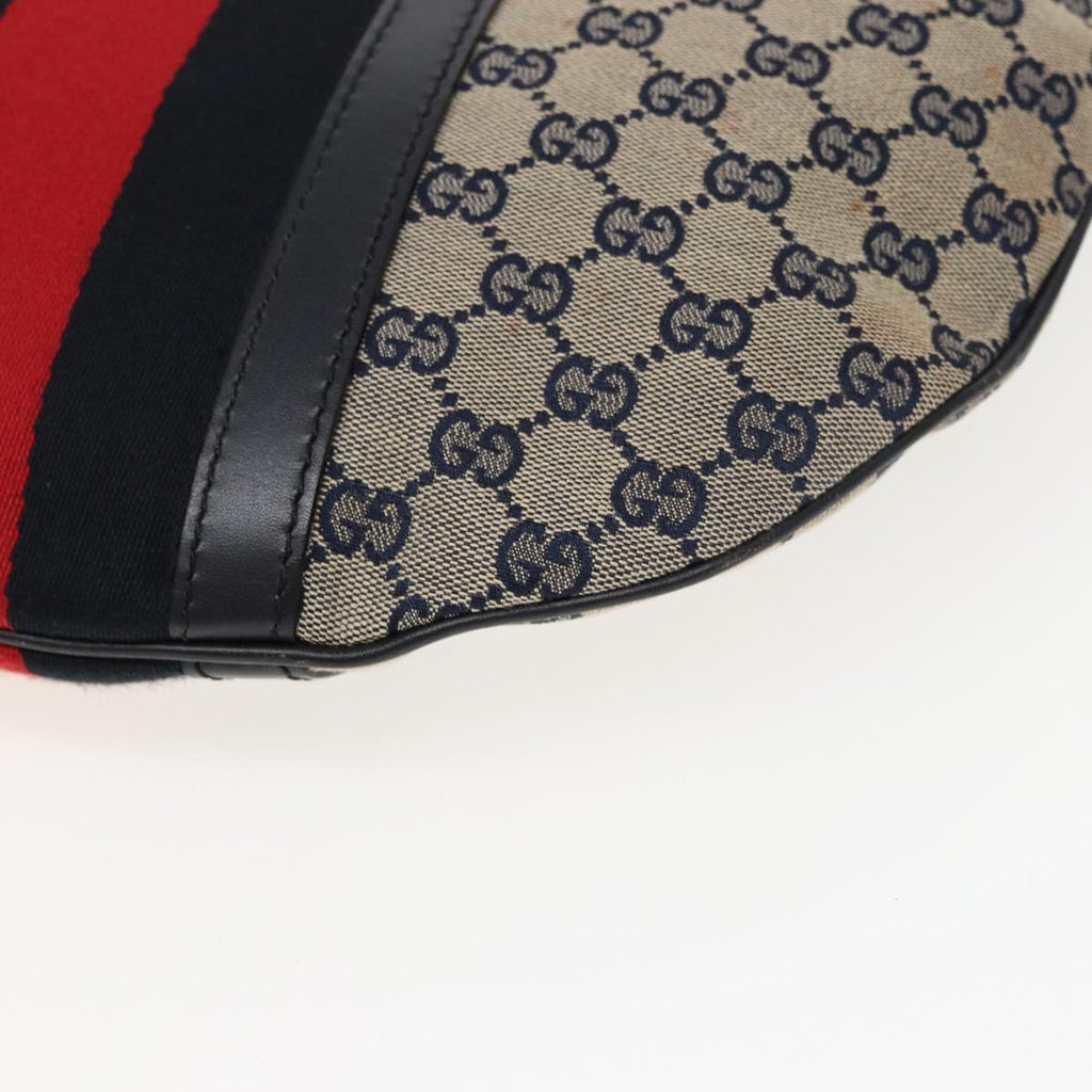 GUCCI GG Canvas Sherry Line Shoulder Bag Navy Red 257032 80828