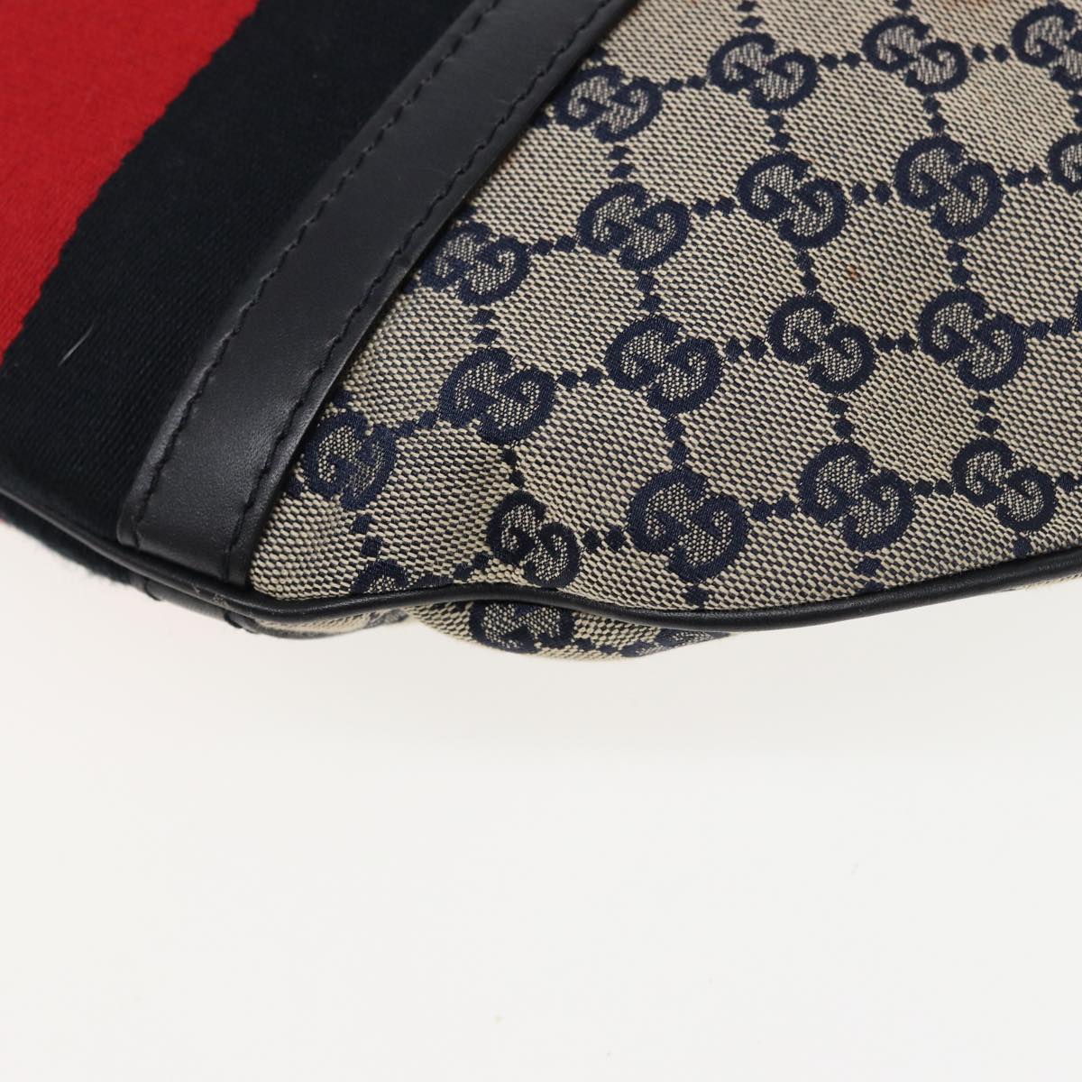 GUCCI GG Canvas Sherry Line Shoulder Bag Navy Red 257032 80828