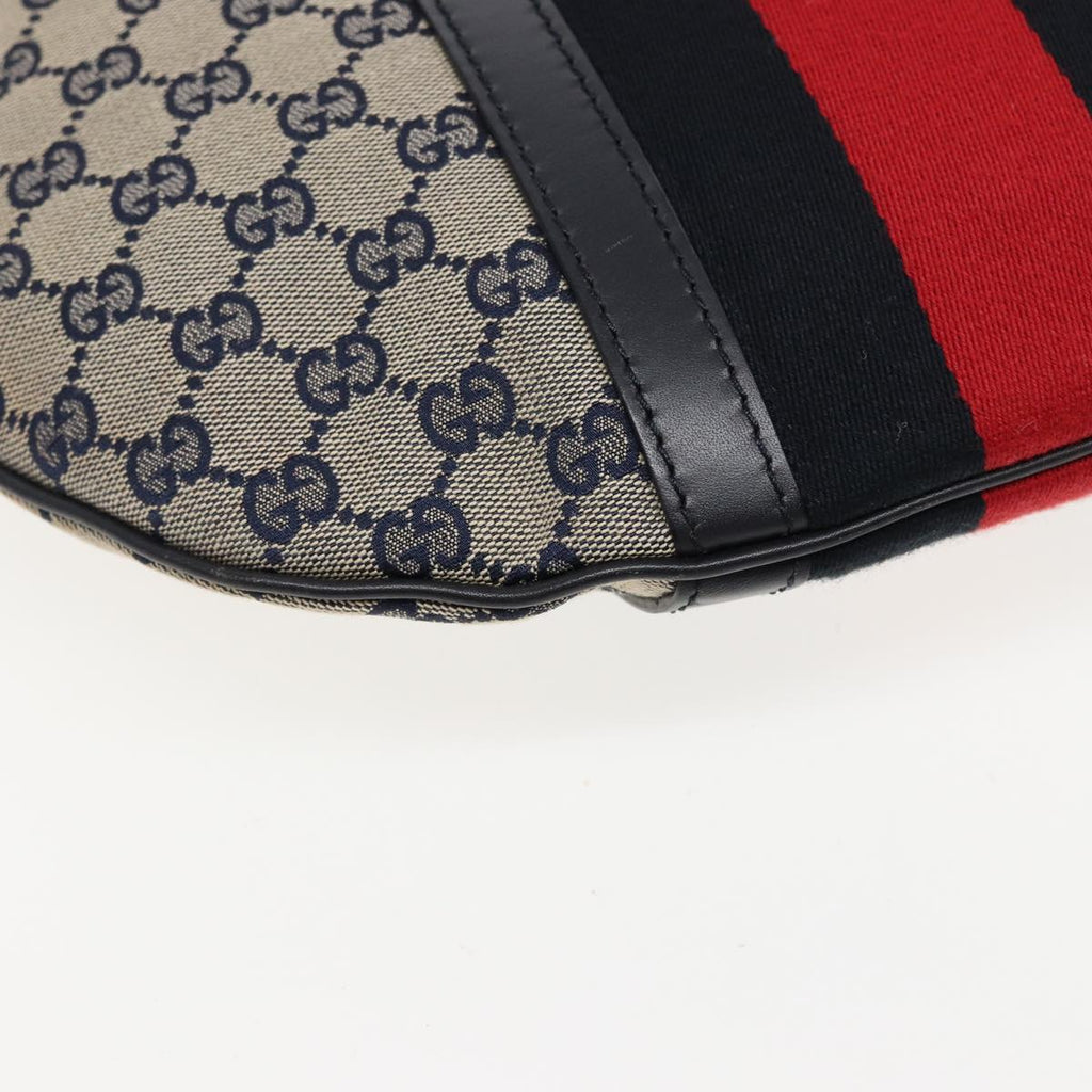 GUCCI GG Canvas Sherry Line Shoulder Bag Navy Red 257032 80828