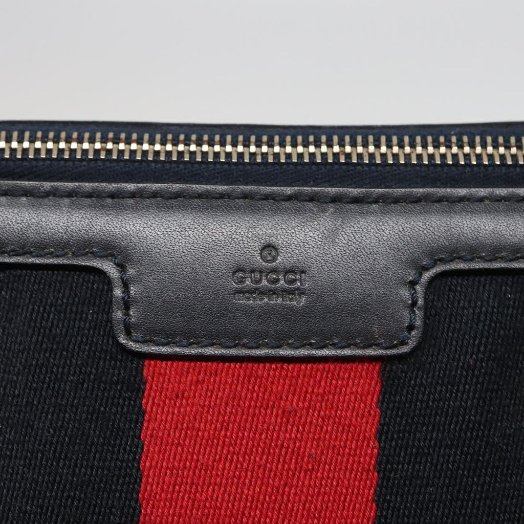 GUCCI GG Canvas Sherry Line Shoulder Bag Navy Red 257032 80828