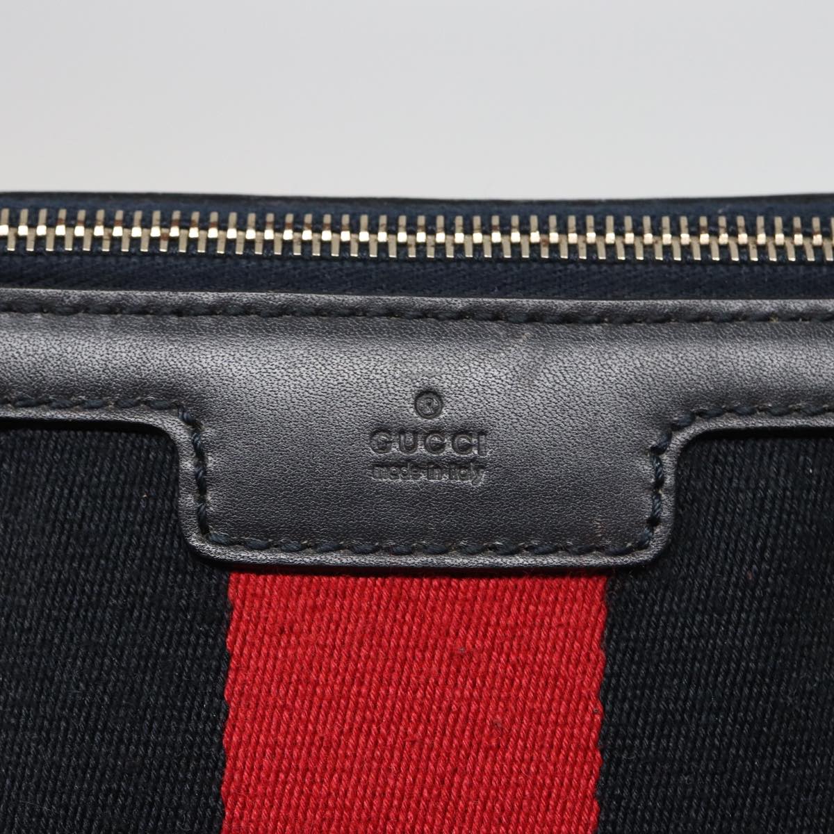 GUCCI GG Canvas Sherry Line Shoulder Bag Navy Red 257032 80828