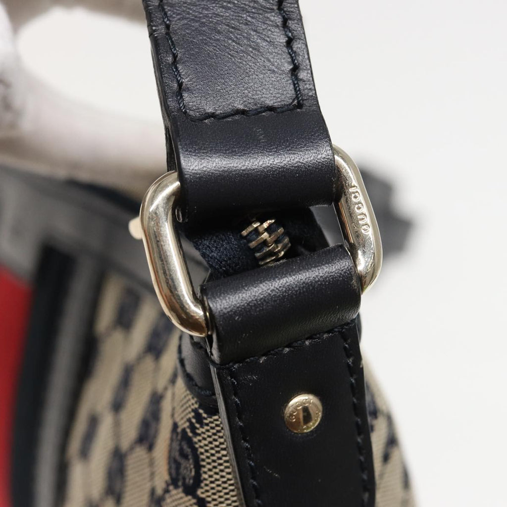 GUCCI GG Canvas Sherry Line Shoulder Bag Navy Red 257032 80828