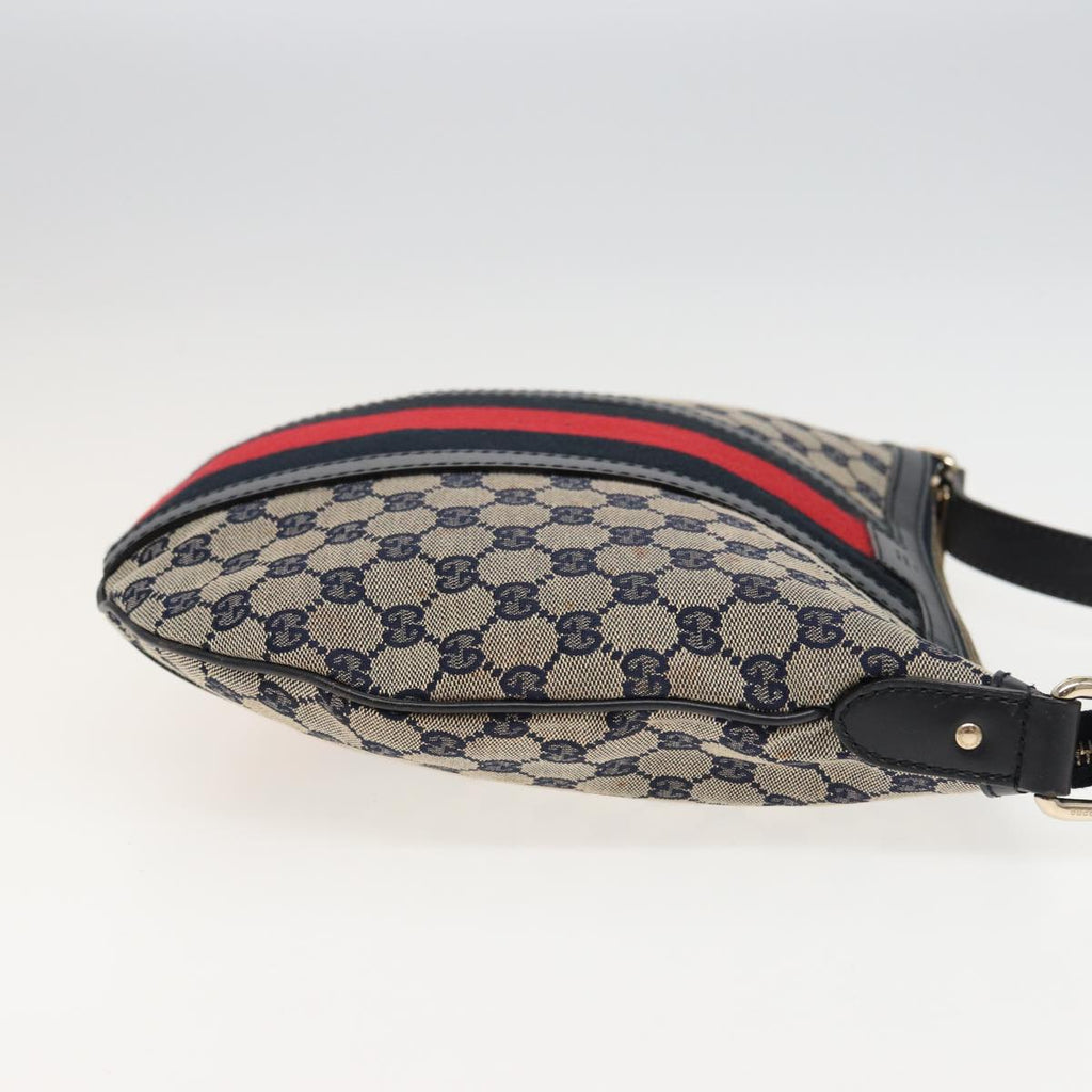 GUCCI GG Canvas Sherry Line Shoulder Bag Navy Red 257032 80828