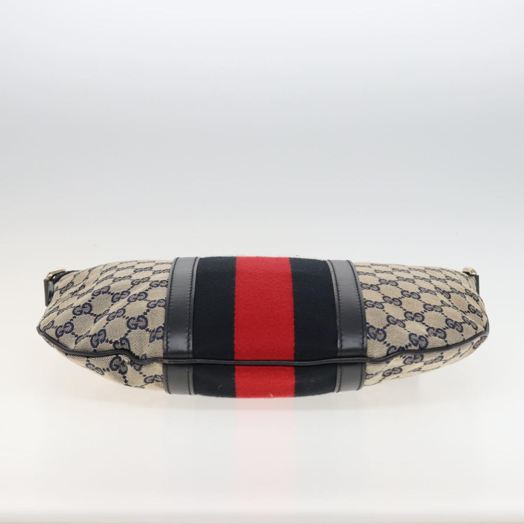 GUCCI GG Canvas Sherry Line Shoulder Bag Navy Red 257032 80828