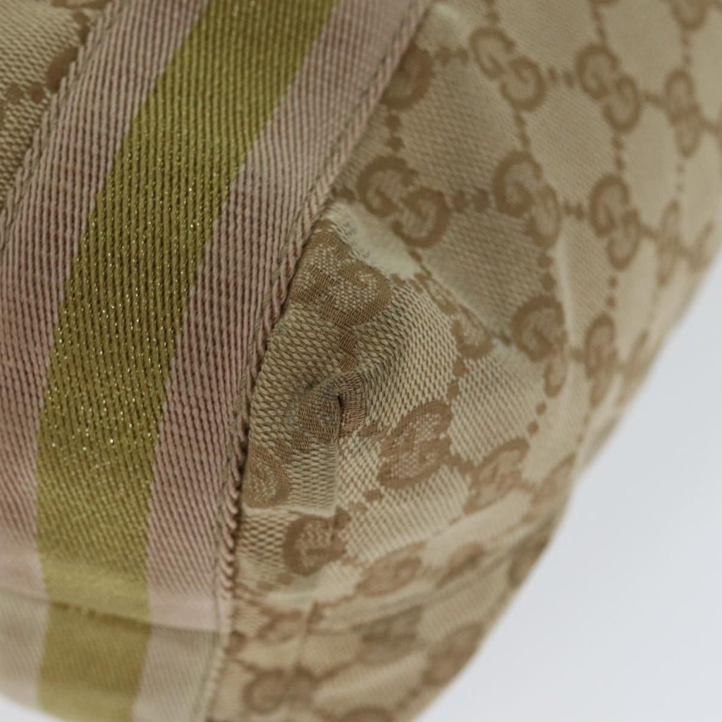 GUCCI GG Canvas Sherry Line Tote Bag Beige Pink gold 189669 80829
