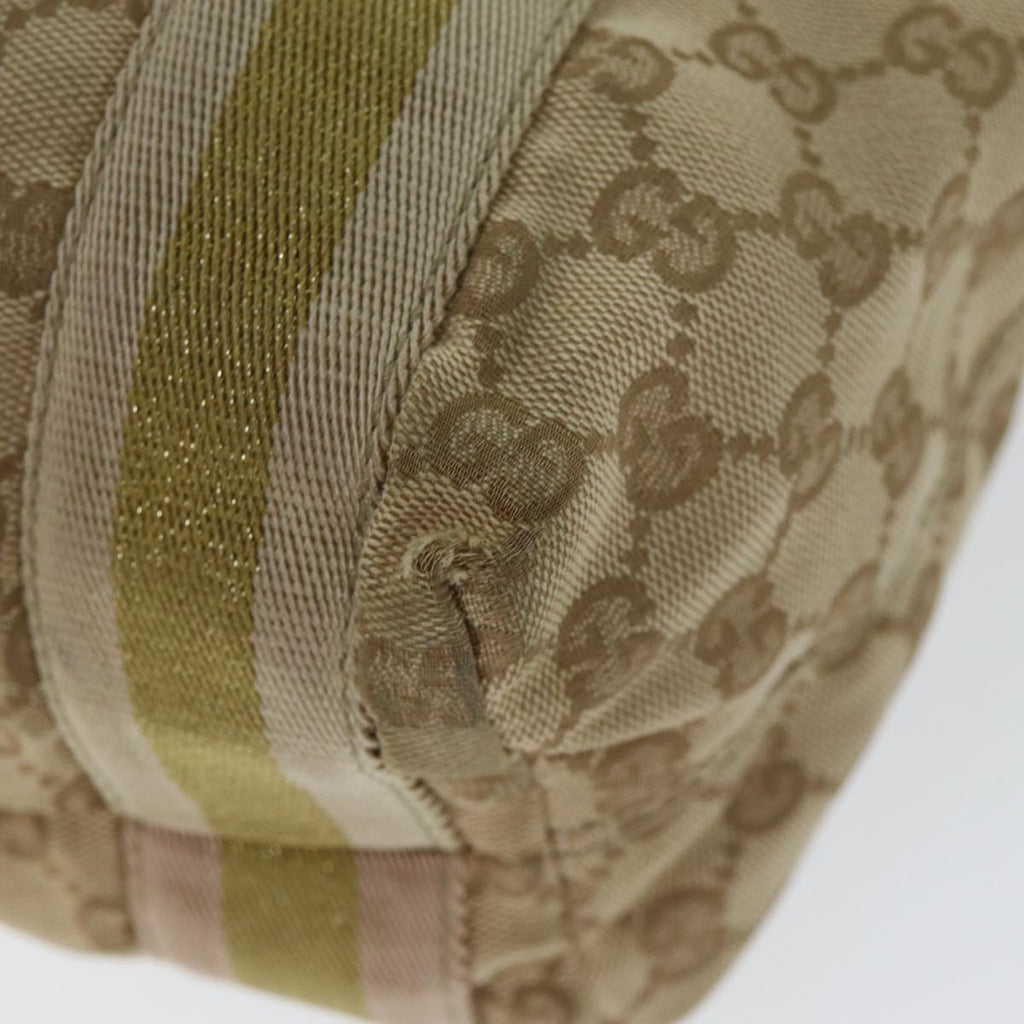 GUCCI GG Canvas Sherry Line Tote Bag Beige Pink gold 189669 80829