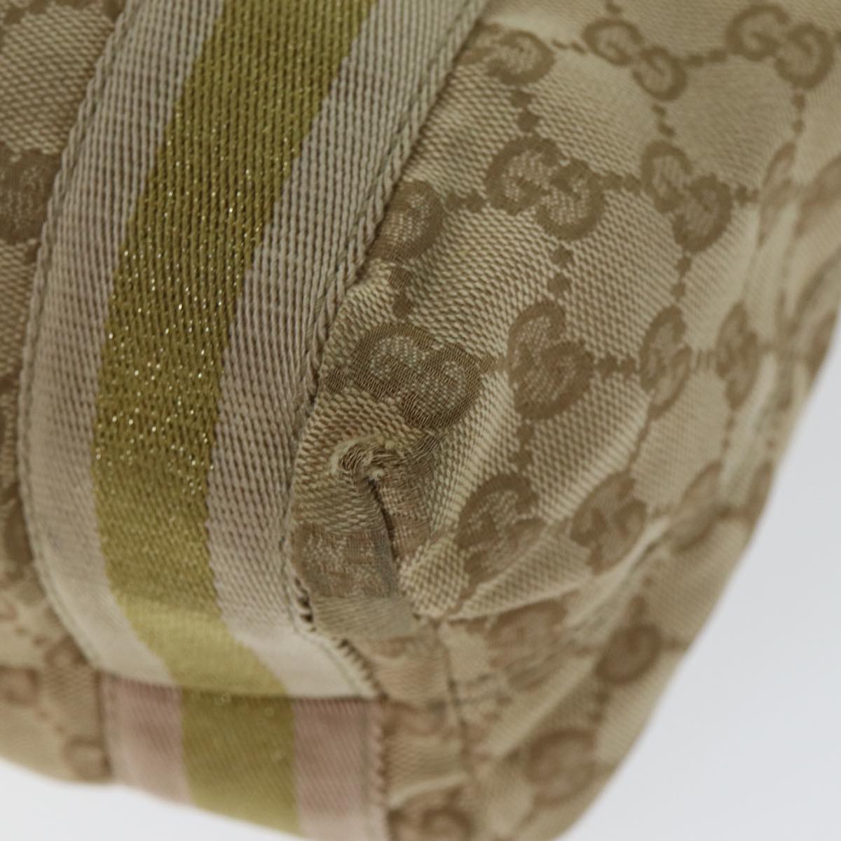 GUCCI GG Canvas Sherry Line Tote Bag Beige Pink gold 189669 80829