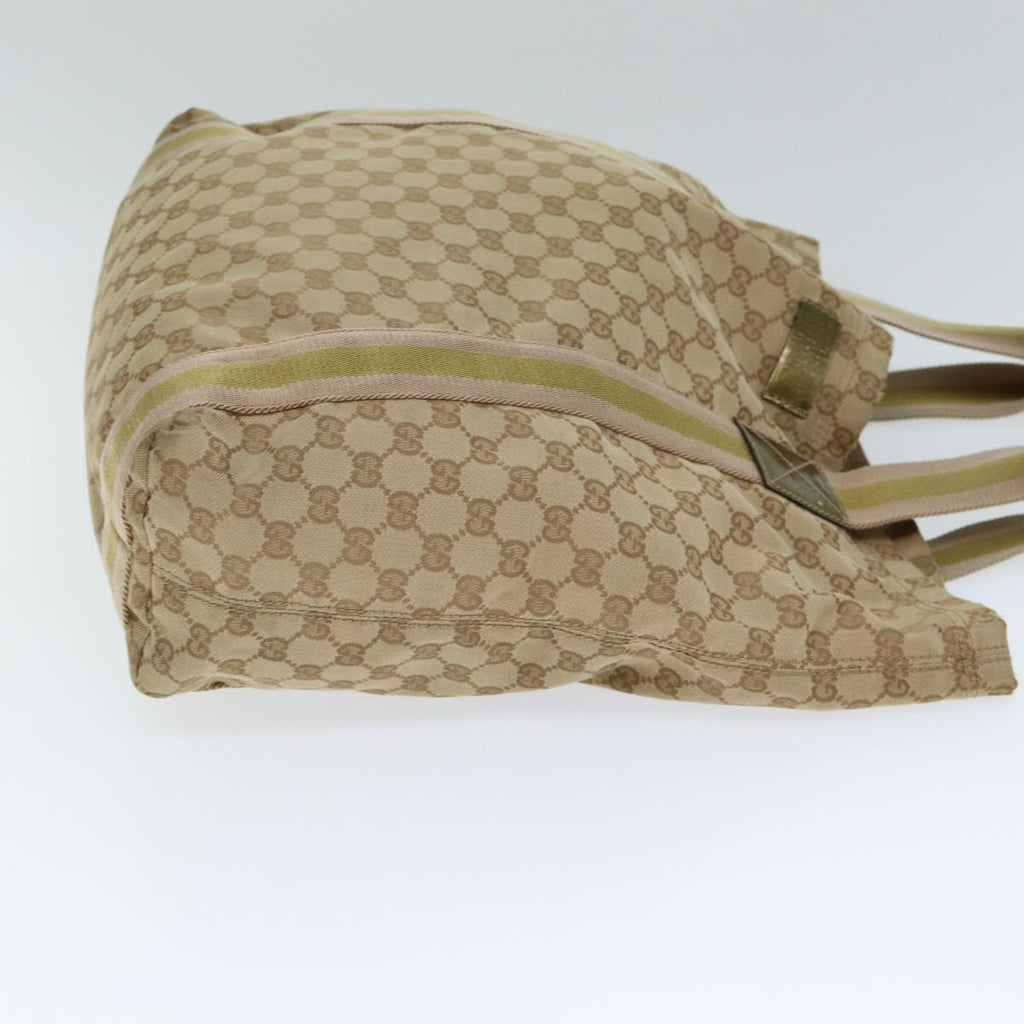 GUCCI GG Canvas Sherry Line Tote Bag Beige Pink gold 189669 80829