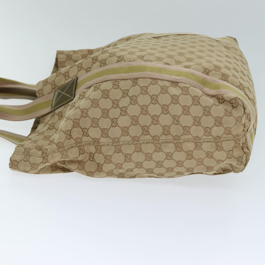 GUCCI GG Canvas Sherry Line Tote Bag Beige Pink gold 189669 80829