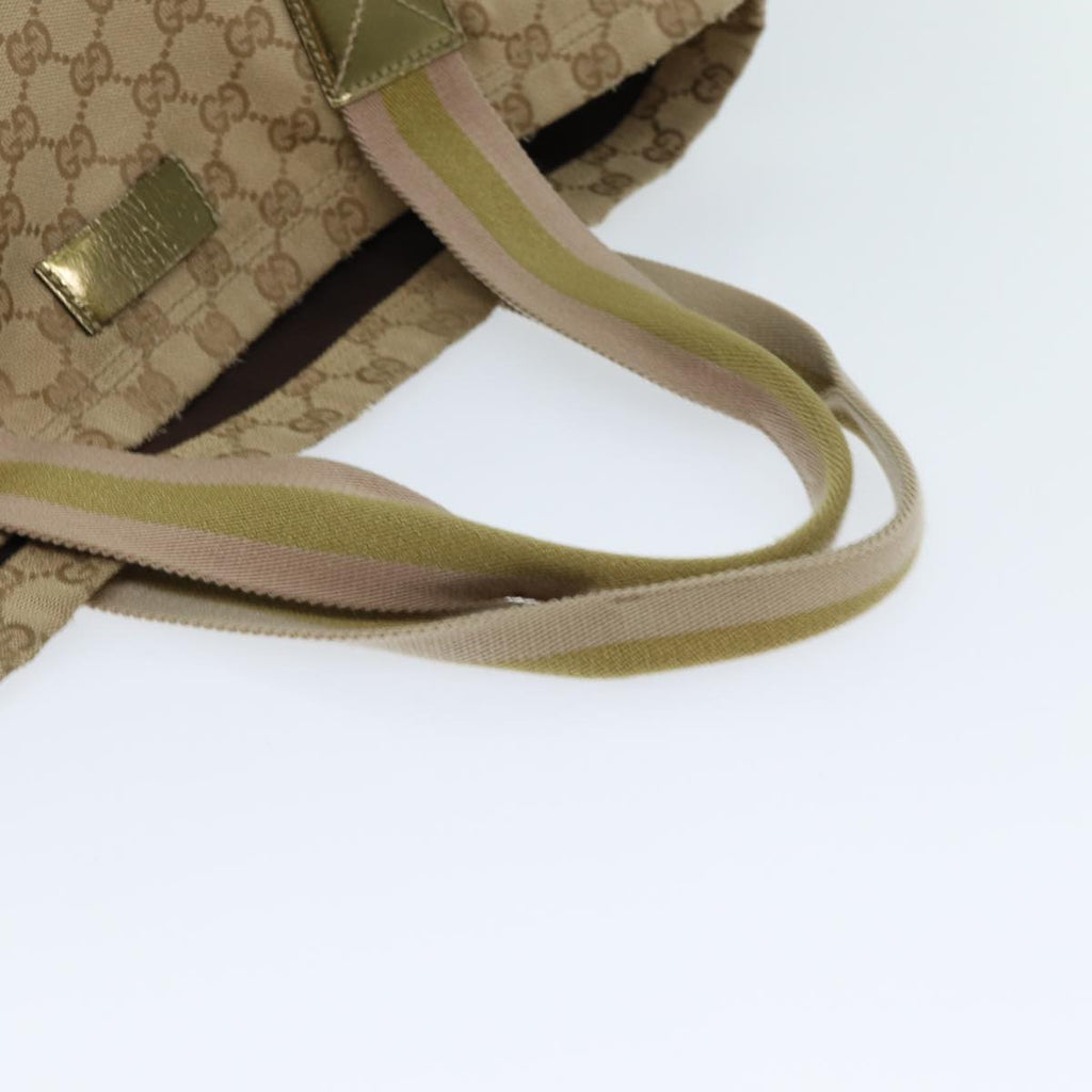 GUCCI GG Canvas Sherry Line Tote Bag Beige Pink gold 189669 80829
