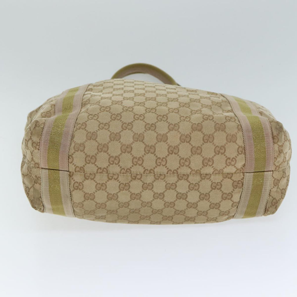 GUCCI GG Canvas Sherry Line Tote Bag Beige Pink gold 189669 80829
