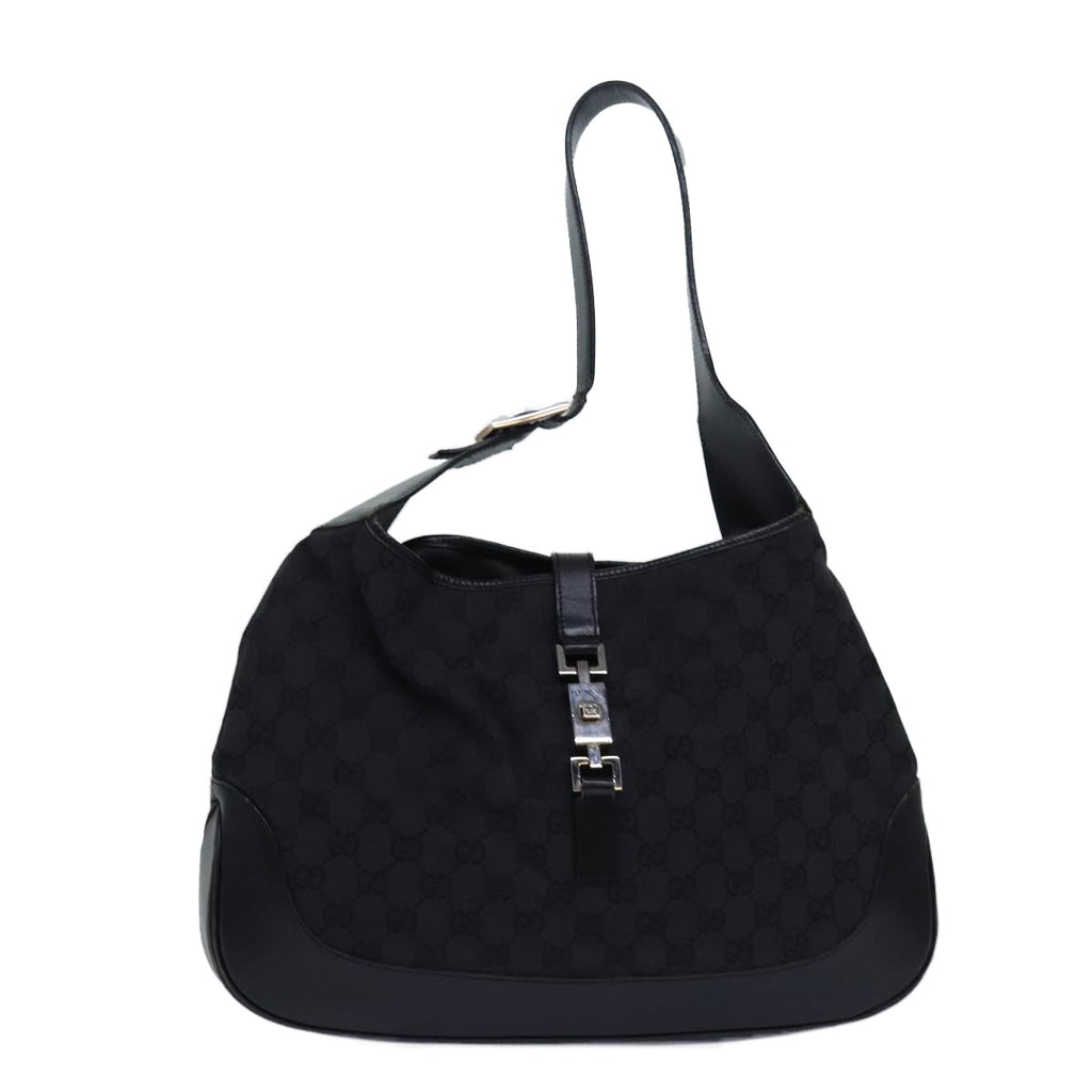 GUCCI Jackie Shoulder Bag Canvas Leather Black 001 3346 80830